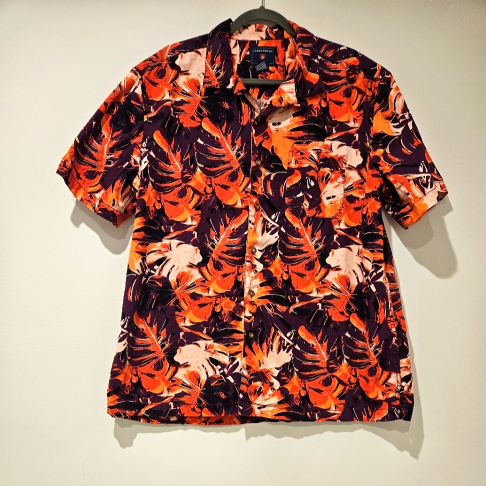 Saddlebred Men's Tropical Print Button Up Shirt, Size XL, Multicolor